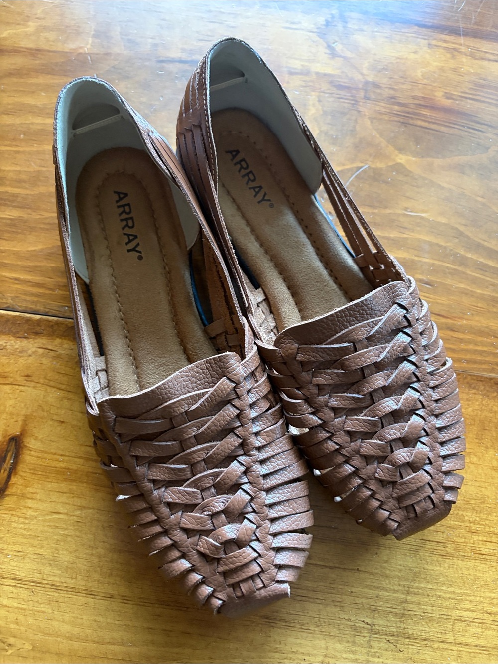 ARRAY Woven Brown Slip-On Huarache Flats
